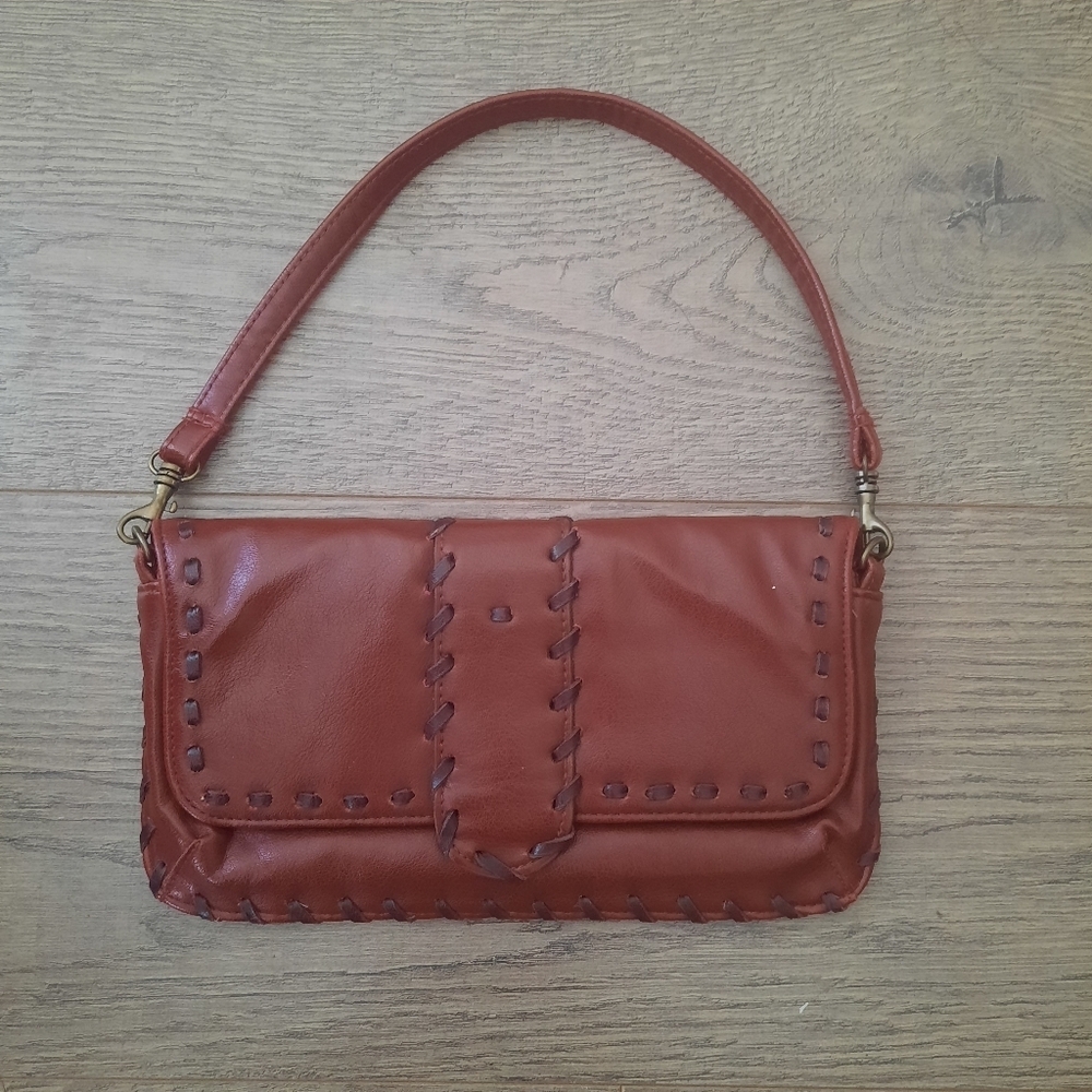 Vintage Y2K Old Navy Small Burgundy Wine Faux Leather Handbag Purse
